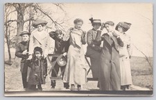 RPPC 1910s Group Portrait Outdoor Scene Vintage Real Photo Postcard picture