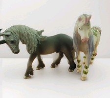 Schleich Bayala Unicorn Figure Lot Gray 2007 White Glitter Floral 2017 picture