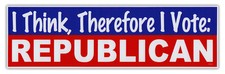 Bumper Stickers - I Think, Therefore I Vote Republican - Support Conservative picture
