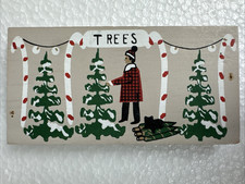 The Cats Meow Christmas Tree Lot Wood Shelf Sitter 1990 holiday candy canes picture