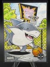 2025 Topps Chrome Marvel Deadpool Jeff The Land Shark 1/1 Sketch JTROY Auto picture