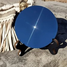 Genuine Obsidian Mirror Black Crystal Scrying Plate Home Decoration with Stand picture