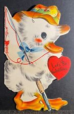 1949-1952 Folding Hallmark Valentine Card - Duck Fishing For a Valentine picture