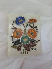 Pietra Dura India Marble Emporium Handmade Gem Inlaid Tile Agra Cantt picture