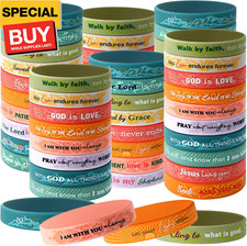 60pcs Rubber Bible Verse Bracelets Religious Silicone Christian Scripture Bracel picture