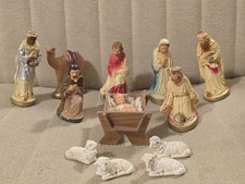 Vintage 12 Piece Set Of Chalkware Nativity Set picture