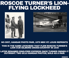 Roscoe Turner Lockheed Air Express NC-3057 Ring-Free 8x10 Photo Pair picture