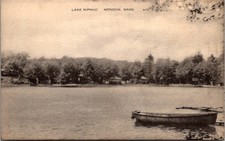 Scenic View Lake Nipmuc Wooden Rowboat Mendon MA Vintage Postcard TP15-5 picture