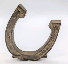 Vintage Aged Brass Horseshoe Home Decor Bookend Shelf Bookshelf Paperweight  picture