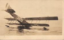AIRPLANE WRECK INTO SEA pensacola fl real photo postcard rppc florida 369 clover picture