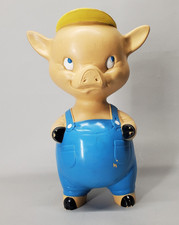 Vintage 1970s Mascon Toy Co  Mischievous Pig Overalls Yellow Cap No Bank Loose picture