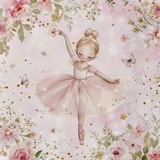 FREE SHIPPING 2 Individual Decoupage Paper Napkins (Pink Little Ballerina) picture