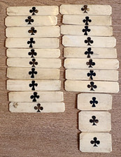 18th C Quadrille Gaming Counter Box Clubs Scorer 20 Bone-Type Markers picture
