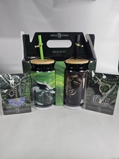MORTAL KOMBAT 2-16oz glass drink set + 2 Keychains CAGE And Kitana steel Fan.  picture