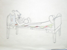 1940's WOODY WOODPECKER  bed WALTER LANTZ  ORIGINAL PRODUCTION CEL + DRAWING picture