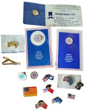 14 Vintage Patriotic Pin Lot Bicentennial 1776-1976 American Flag Eagle Tie Clip picture