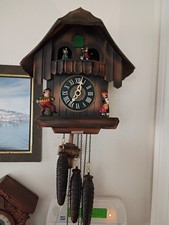 OLDER VINTAGE MUSIC CAROUSEL CUCKOO CLOCK WITH DANCERS 2 SONGS WORKING picture