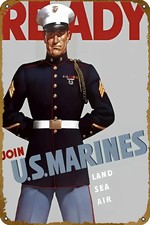 Marine Corps Recruiting Poster Retro Tin Metal Signs Home Décor 8x12  picture