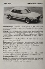 Saab Picture Original Vintage Car Detail Info Sheet Article  picture