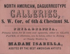 c. 1840's Female Daguerreotype Photographer Madam Isabella Gallery Business Card picture