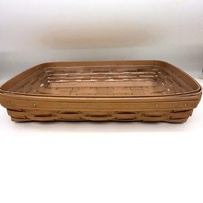 Vtg 1998 Longaberger Rectangular Woven Wood Bread Basket w/ liner picture