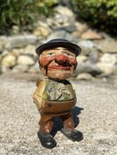 Antique Anri Hand Carved Painted Wood Mechanical Man Stopper Missing Base + Cork picture