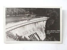 Alpine Dam Marin County CA c1930 RPPC Postcard Spillway Old Car on Road Crossing picture
