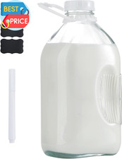 Glass Milk Jugs Bottle - 64Oz Water Container with Airtight Screw Lid, Half Gall picture