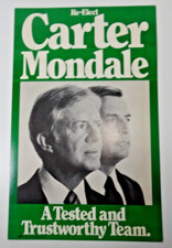 Political Poster Vintage Re-Elect Carter Mondale 