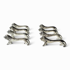 Set of 8 Vintage French Knife Rests ,Cutlery Holders Metal Lion Figurine ,1940s picture