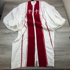 Vintage Murphy Robes Clergy Pulpit Robe Mens 38 White Red Velvet Cross USA Made picture