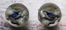 Pair of White Breasted Nuthatch Hand Painted Crystals 20mm picture