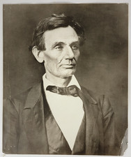 Vintage Mathew Brady beardless Lincoln 9.5x11.5 Portrait Aged Patina Character picture