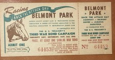 1943 Belmont Park Back the Attack War Bond Full Ticket WWII Futurity Day Oct 2 picture