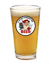 Christmas Wonderful Time For A Guinness - 16oz Pint Beer Glass Handmade Barware picture