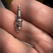 Vintage JC Spark Plug Lapel Pin Tie Tack Silver Tone Automotive Mechanical picture