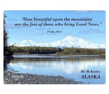 Denali, Mt McKinley, Alaska Scripture souvenir Magnet. Psalm 104  picture