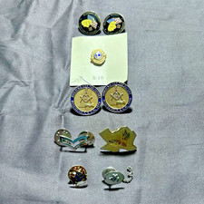 U.S. Military Masonic Army Lions Club American Legion Hat Tie Tac Pin Lot of 9 picture
