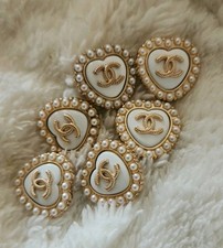 STAMPED Chanel lot of 6 Designer Pearl White Button Metal 23mm picture