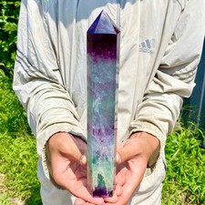 2.27LB Large Natural colored fluorite crystal column obelisk healing specimen picture