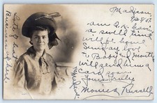 1907 Woman With Big Hat Business Madison Wisconsin WI RPPC Photo Posted Postcard picture