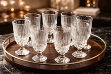 A Vintage set of 8 Fostoria Heritage lead crystal faceted stemware goblets 7”. picture