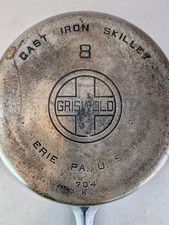 Griswold No 8 Chrome Plated Cast Iron Skillet Block Logo 704 K Erie PA USA picture