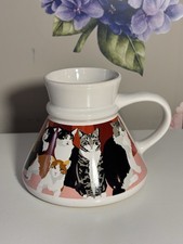 Vintage T. Taylor Otagiri Cat Mug Wide Base Spill Proof Desk Cup Cats picture