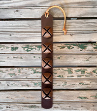Rustic Sleigh Bells Farmhouse Decor Dark Brown Leather 5 Bell Door Hanger Strap picture