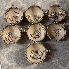 Lot of 7 Vintage Mexican Folk Art Tzintzuntzan Pottery Soup Bowls Mexico Cups  picture