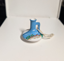 Vintage Miniature Greek Souvenir Ceramic Vase Hand Painted Argostoli Kefalonia picture