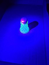 Vintage Green Uranium Glass Salt Shaker UV Reactive Depression Glass Metal Lid picture
