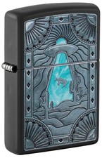 Zippo Cow Abduction Design Black Matte Pocket Lighter picture