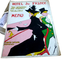 VINTAGE MENU HOTEL DE FRANCE 780 BROADWAY SAN FRANCISCO CAL C.1965 picture